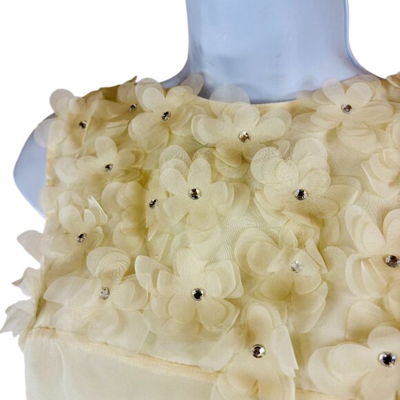 Cream Sleeveless Dress w/ 3D Floral Bodice – Size M – NWOT - Picture 4 of 6